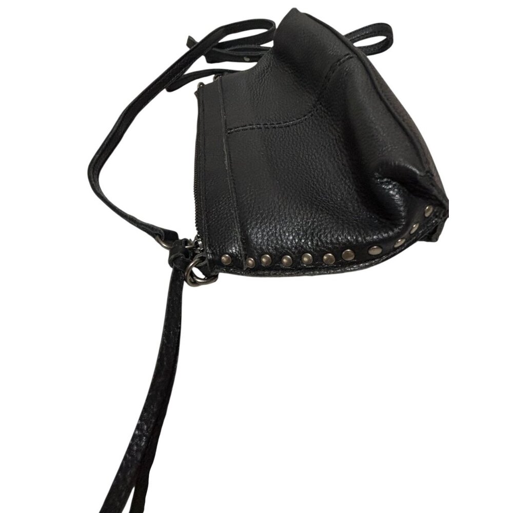 The Sak Black Leather Crossbody Bag Purse Studded Adjustable Removable Strap - Picture 2 of 13